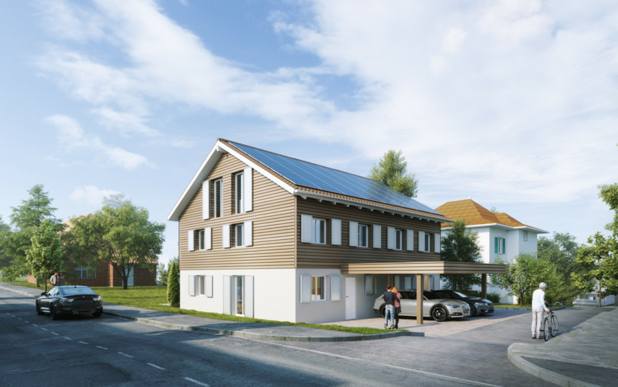 Hausansicht Süd - NEUBAU: DEFH A mit Keller, Carport und Garten