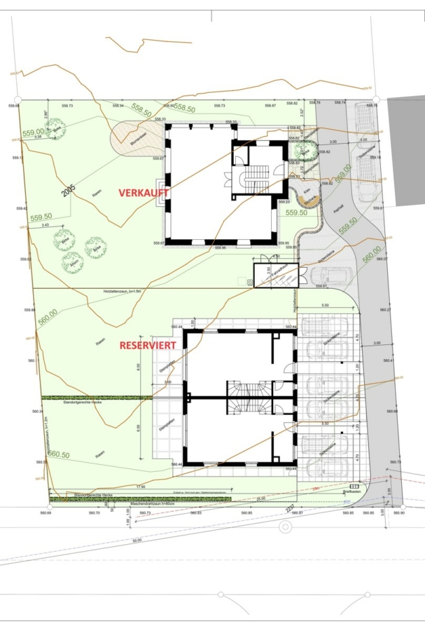 Umgebungsplan 1:100 - Haus B reserviert - NEUBAU: DEFH A mit Keller, Carport und Garten