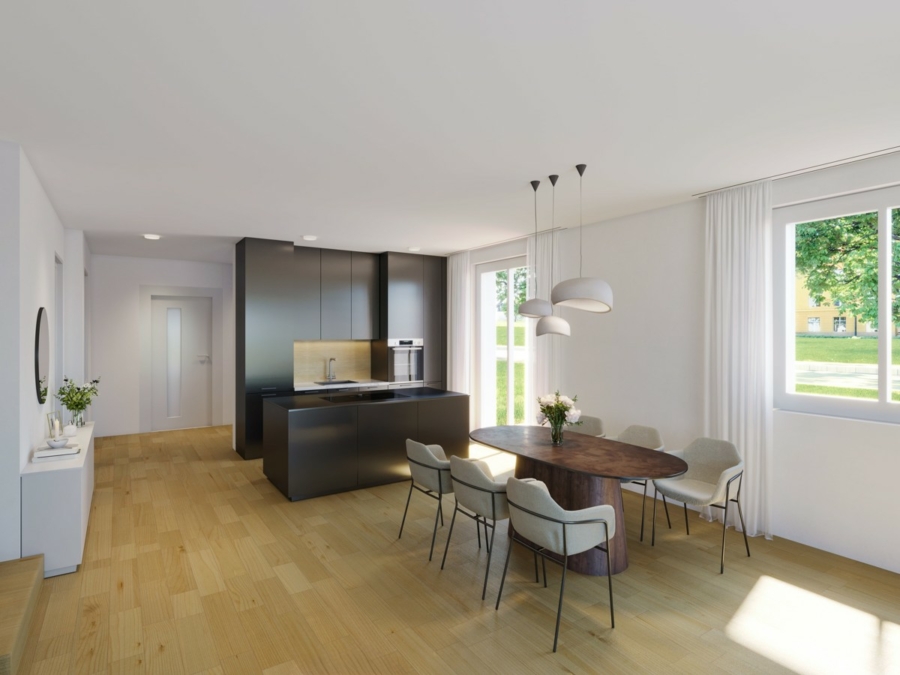 NEUBAU: DEFH A mit Keller, Carport und Garten - Bezirk Kreuzlingen TG - Moderne Wohnküche mit Essbereich