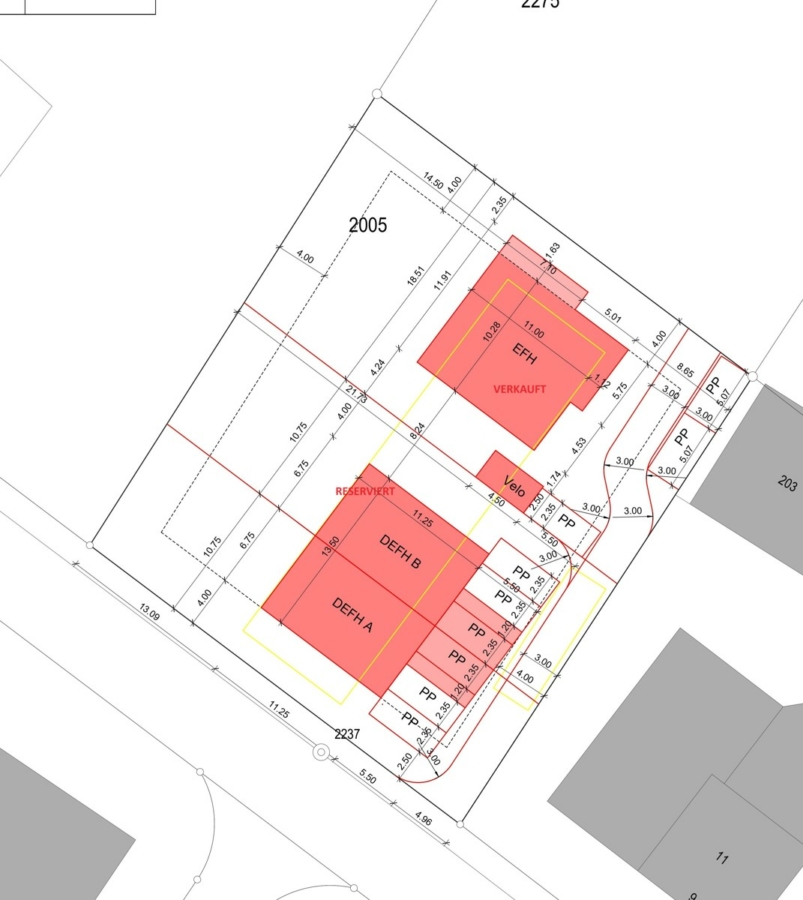 NEUBAU: DEFH A mit Keller, Carport und Garten - Bezirk Kreuzlingen TG - Situation 1:200 - Haus B reserviert