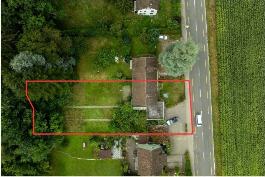 Situationsplan - Doppeleinfamilienhaus mit Garagen und grosser Gartenanlage (Baulandreserve)