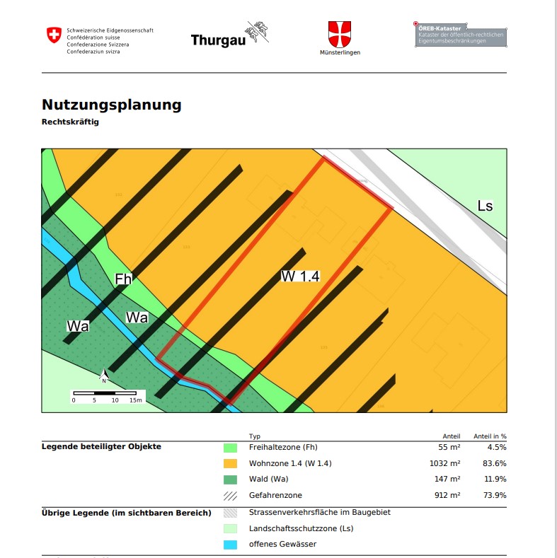 Zonenplan - Baugrundstück für Wohnungsbau - Scherzingen TG